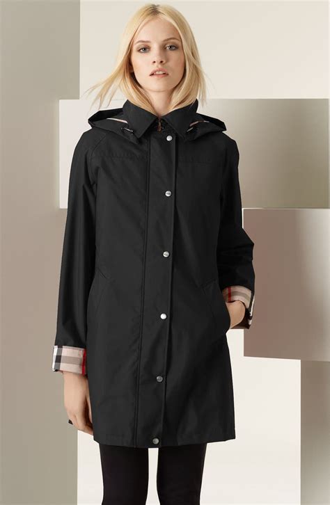 burberry brit hooded a line raincoat|Burberry women's raincoat with hood.